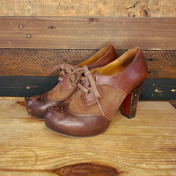 Chie Mihara Brown Leather Lace Up Oxford Platform Heel Women’sUS Size 8 / EU 39 - Picture 1 of 7